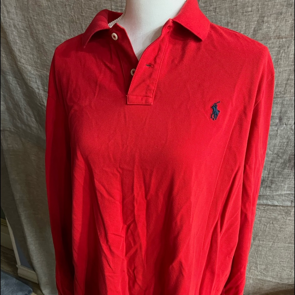 Red long sleeve polo Ralph Lauren shirt size XL